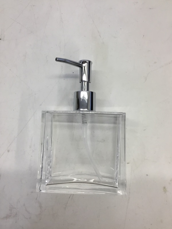 Photo 2 of Huang Acrylic Clear Rectangular Refillable Liquid Soap Dispenser Pump for Bathroom Vanity Countertop, Kitchen Sink - Holds Hand Soap, Dish Soap, Hand Lotion