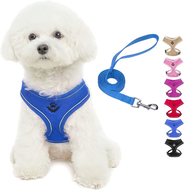 Photo 1 of PUPTECK Soft Mesh Dog Harness and Leash for Small Medium Dogs Reflective No Pull Vest Harness for Puppy Cats Outdoor Walking