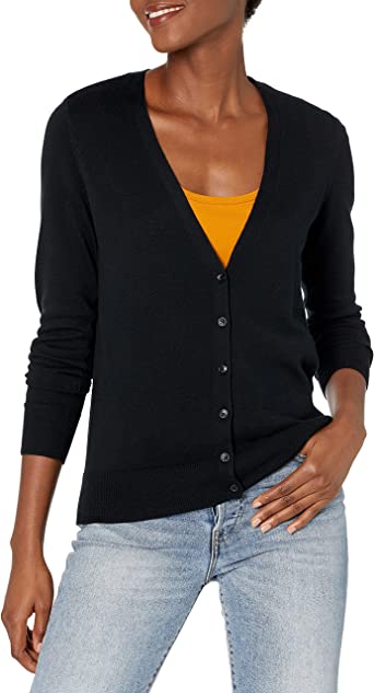 Photo 1 of Amazon Essentials Women's Lightweight Vee Cardigan Sweater MEDIUM 
