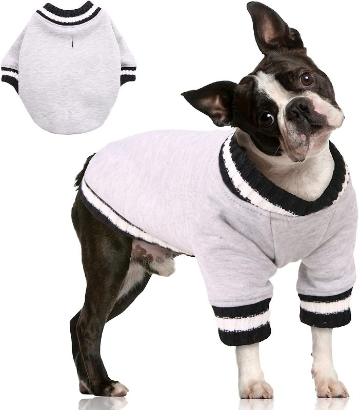Photo 1 of FUAMEY Dog Pullover Sweatshirt, Dog Winter Sweaters Warm Dog Clothes Dog Vest Thick Puppy Pullover Soft Pet Fleece Sweater Cute Doggie Boy Girl Outfit for Small Medium Dogs Grey L