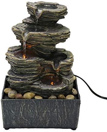 Photo 1 of Nature's Mark Cascading Rock Tabletop Water Fountain with Natural River Rocks and LED Lights 9" Height (Power Cord Attached)