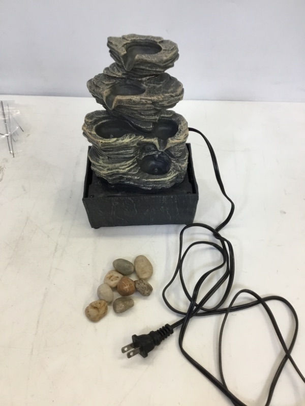 Photo 2 of Nature's Mark Cascading Rock Tabletop Water Fountain with Natural River Rocks and LED Lights 9" Height (Power Cord Attached)