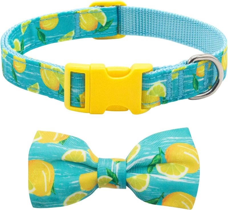 Photo 1 of azuza Dog Collar Bow Tie Lemon Soft Adjustable Removable Bow tie Dog Collars for Small Dogs