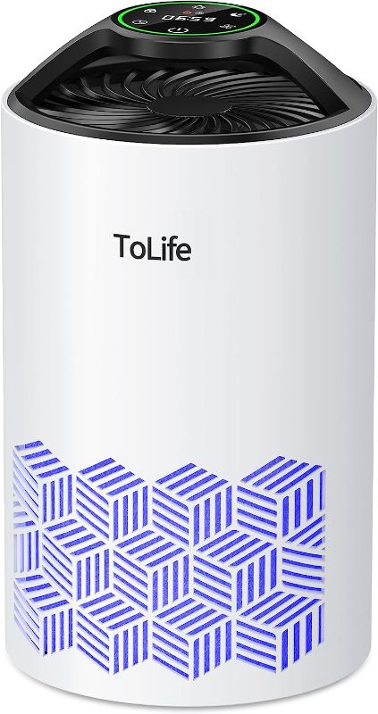 Photo 1 of ToLife Air Purifiers for Bedroom, HEPA Air Cleaner for Room, Filters 99.97% Smoke Pollen Dander Dust, Portable Air Purifier with Low Noise Sleep Mode for Desktop Office, White