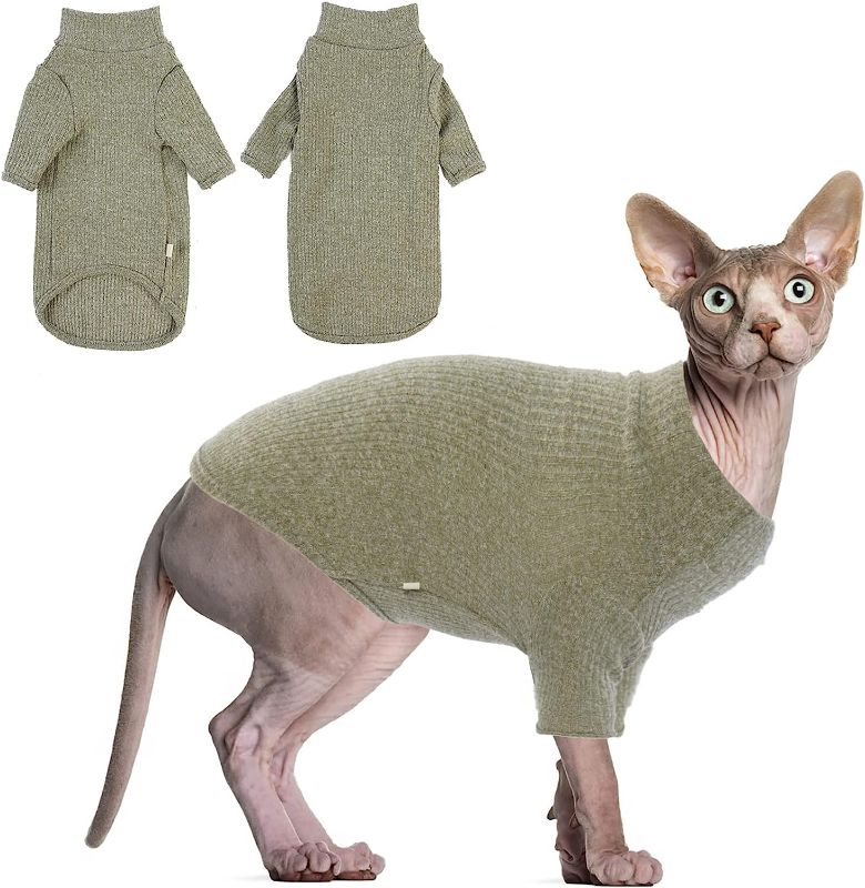 Photo 1 of DENTRUN Sphynx Hairless Cats Shirt, Pullover Kitten T-Shirts with Sleeves, Breathable Cat Wear Turtleneck Sweater, Adorable Hairless Cat's Clothes Vest Pajamas Jumpsuit for All Season