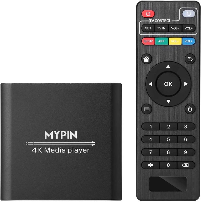 Photo 1 of 4K Media Player with Remote Control, Digital MP4 Player for 8TB HDD/USB Drive/TF Card/H.265 MP4 PPT MKV AVI Support HDMI/AV/Optical Out and USB Mouse/Keyboard-HDMI up to 7.1 Surround Sound 