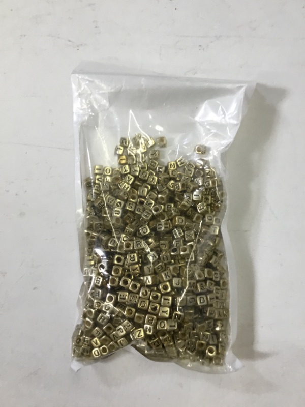 Photo 2 of 800 Pieces 6x6mm Gold Cube Acrylic Alphabet Letter Beads A-Z Mixed Plastic Shape Loose DIY Beads for Jewelry Making Bracelets Necklaces Key Chains