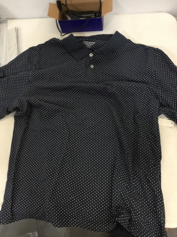 Photo 2 of Amazon Essentials Men's Regular-Fit Cotton Pique Polo Shirt X-Large Navy Dots