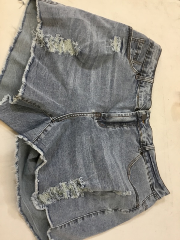 Photo 2 of MINGALONDON Women's Denim Shorts Mid Waist Ripped Distressed SIZE XL 