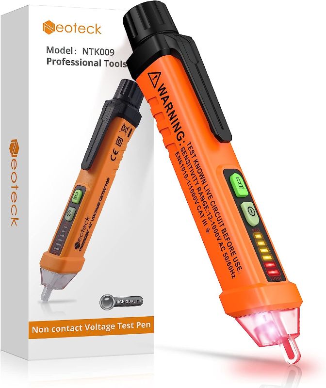 Photo 1 of Neoteck Non-Contact AC Voltage Tester Pen, AC 12-1000V, LED Flashlight, Buzzer Alarm for Live/Null Wire Judgment