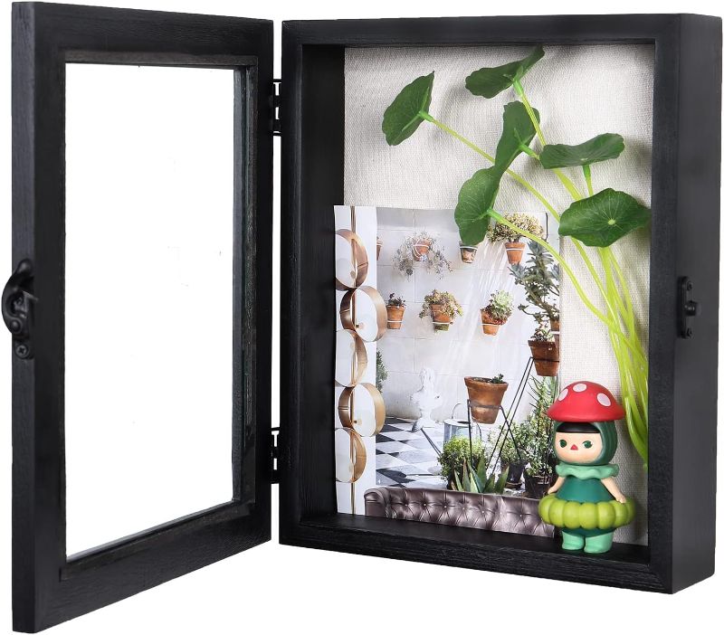 Photo 1 of 8x10 Deep Shadow Box Frame 6x8 Shadow Box Display Area with Glass, Front Open Display Box for Memory Box Memorabilia Awards Medals Flower Bouquet Butterflies Collages