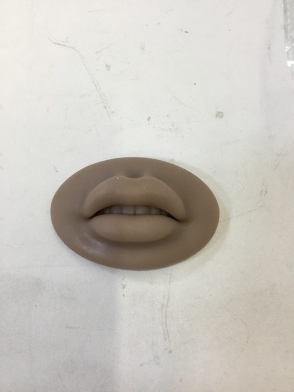 Photo 2 of HOTWE Silicone Lips Tattoo Practice Skins -- 3D Fake Skin 5D Soft Lip Realistic Mouth for Permanent Makeup Tattooing (Deep Brown)