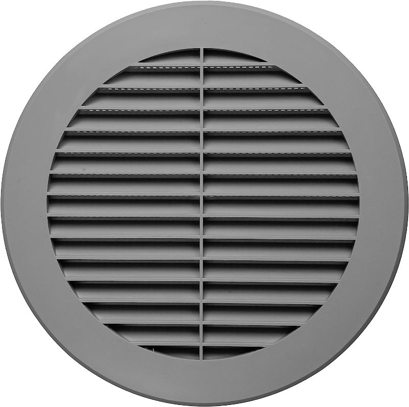Photo 1 of Vent Systems 6'' Inch Grey Soffit Vent Cover - Round Air Vent Louver - Grill Cover - Built-in Insect Screen - HVAC Vents for Bathroom, Home Office, Kitchen - Pack of 1