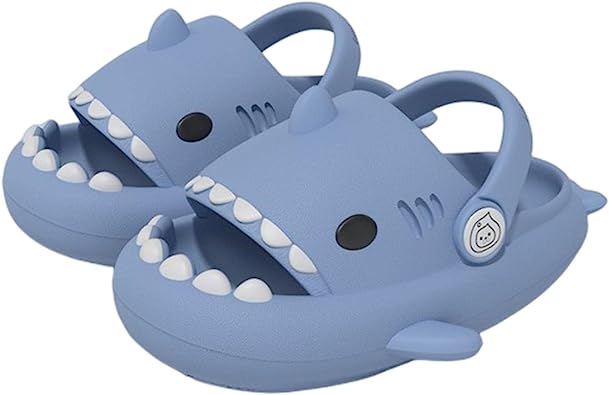 Photo 1 of CHEFRU Children'S Bathroom Slippers Summer Shark Slippers For Children Cold Slippers Indoor Non-Slip Soft Bottom Comfort Cute Hole Shoes Boys Girls Home Slides 16cm insole 