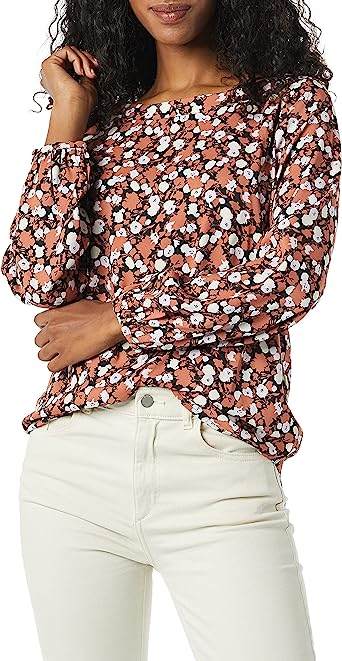 Photo 1 of Amazon Essentials Women's Georgette Bateau Neck Blouson Sleeve Shirt