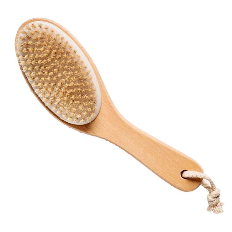 Photo 1 of 100% Natural Boar Bristle Body Brush with Contoured Wooden Handle by TOUCH ME