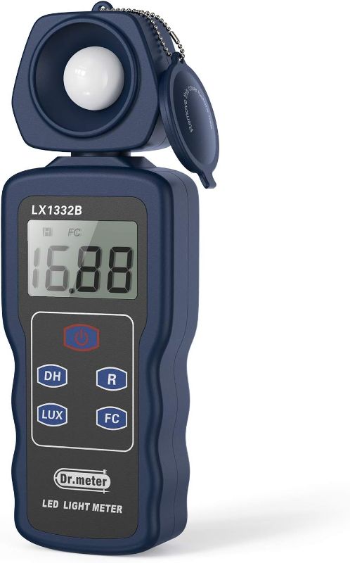 Photo 1 of Dr.meter Professional LED Light Meter, Digital Illuminance Meter with 0-200,000 Measuring Ranges and 270 Degree Rotatable Detector