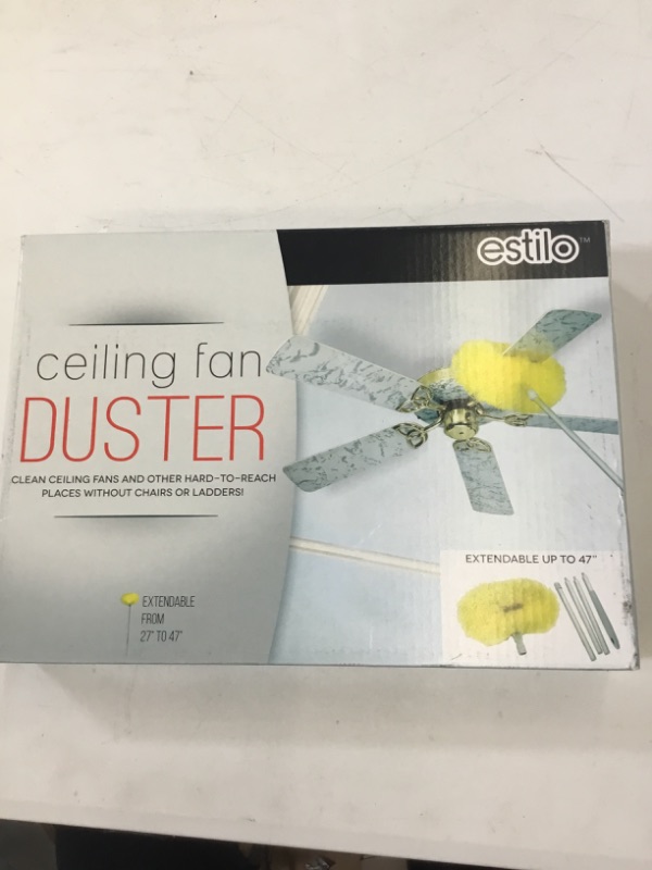 Photo 2 of Estilo Ceiling Fan Duster - Long Cleaner | Removable & Washable, Extendable up to 47” with Detachable Microfiber Head for Cleaning | with Extension Pole, Yellow 1-Pack