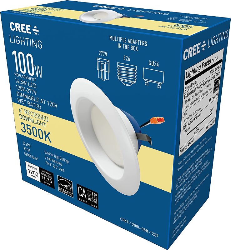 Photo 1 of Cree Lighting Pro Series CR6T LED Downlight, 1200 Lumens, 3500K Warm White, 1-Pack
Visit the Cree Lighting Store