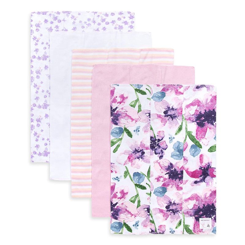 Photo 1 of Burt's Bees Baby - Burp Cloths, 5-Pack Extra Absorbent 100% Organic Cotton Burp Cloths (Watercolor Daylily)