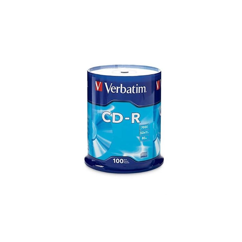 Photo 1 of Verbatim CD-R Blank Discs 700MB 80 Minutes 52X Recordable Disc for Data and Music - 100pk Spindle Frustration Free Packaging & CD/DVD Paper Sleeves-with Clear Window 100pk Branded Surface 100pk + Paper Sleeves Frustration-Free Packaging
