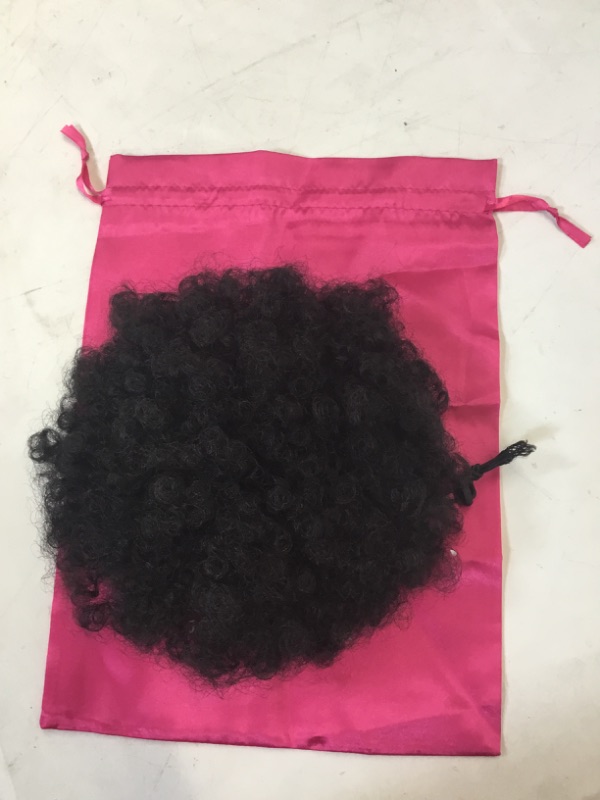 Photo 2 of Afro Puff Drawstring Ponytail Kinky Curly Bun Hair Synthetic Short Extensions Hairpieces Updo Hair for Black Women Girls