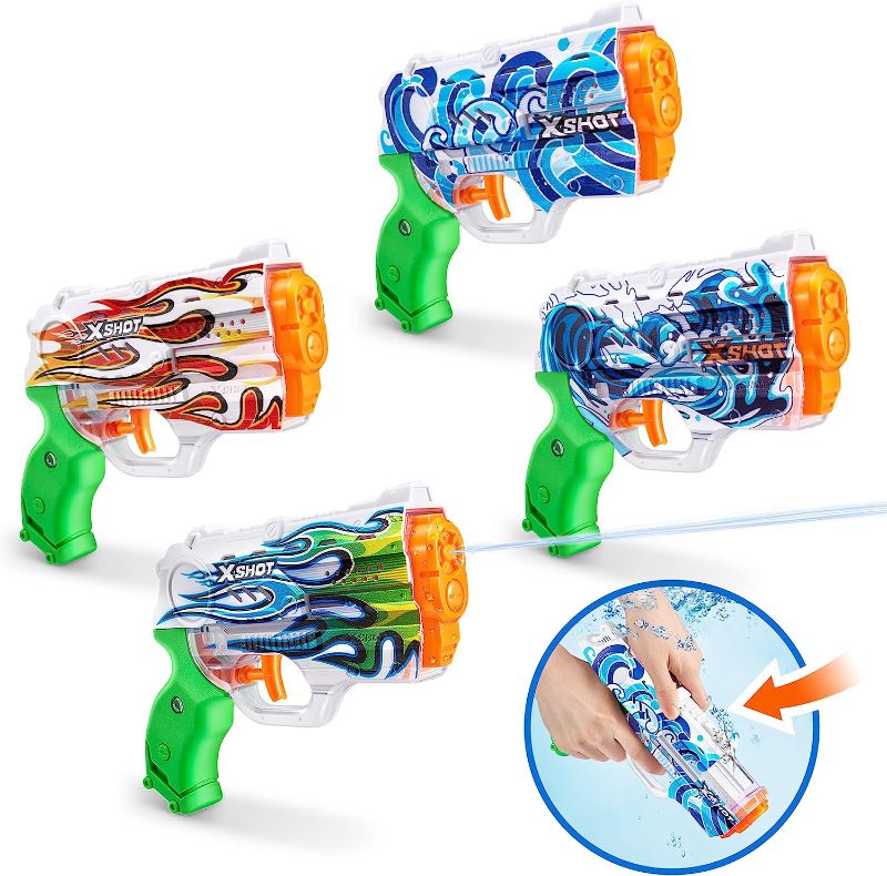 Photo 1 of X-Shot Water Fast-Fill Skins Nano (4 Pack) by ZURU Refresh Watergun, XShot Water Toys, 4 Blasters Total, Fills with Water in just 1 Second! 