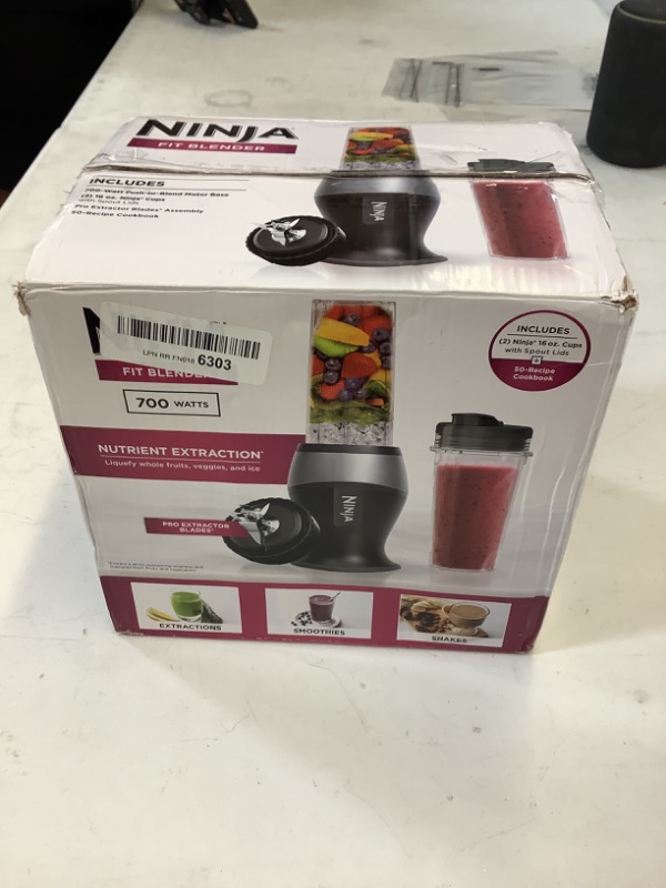 Photo 2 of Ninja Personal Blender for Shakes, Smoothies, Food Prep, and Frozen Blending with 700-Watt Base and (2) 16-Ounce Cups with Spout Lids (QB3001SS), Black 700 Watts 700 Watts
