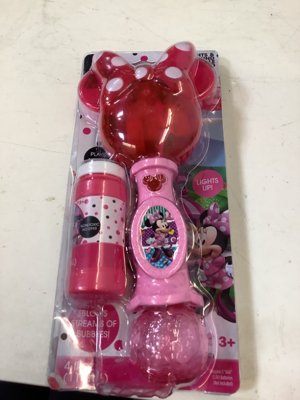 Photo 2 of Little Kids Disney Minnie Mouse Light and Sound Musical Bubble Wand, Includes Bubble Solution, Multi (2051)