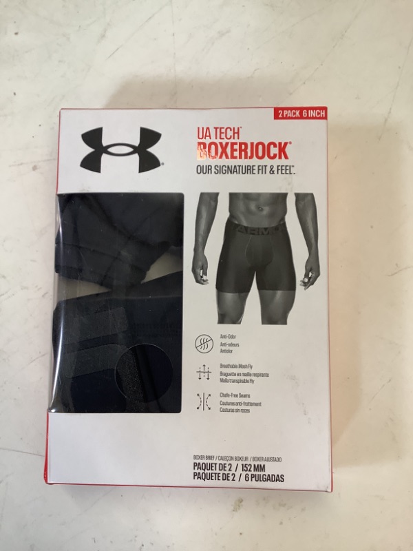 Photo 2 of Under Armour Men's Tech 6-inch Boxerjock 2-Pack Black (001)/Black Medium