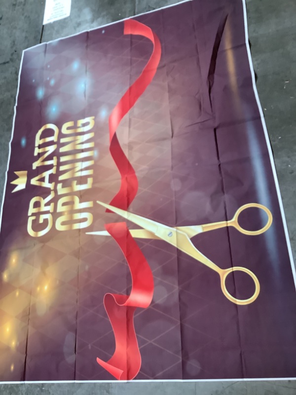 Photo 2 of Ribbon Cutting Backdrop for Grand Opening Ceremony 7x5ft Red Ribbon Gold Crown Background Party Event Banner Photo Booth Studio Props