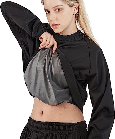 Photo 1 of POINT FIXE Sauna Suit for Men and Women, Oeko-Tex Certified Sweat Suit Gym Exercise Fitness Weight Loss, Top, Black