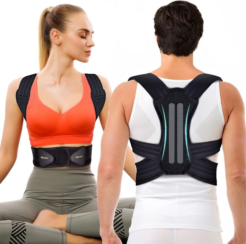 Photo 1 of Mercase Posture Corrector for Men and Women, Back Brace for Posture, Adjustable and Comfortable, Pain Relief for Back, Shoulders, Neck, Medium