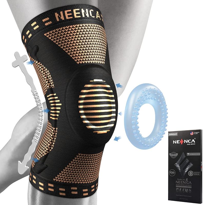 Photo 1 of NEENCA Copper Knee Brace for Knee Pain, Professional Knee Support with Patella Pad & Side Stabilizers, Plus Size Compression Sleeve for Sport, Workout, Arthritis, ACL, Joint Pain Relief, Meniscus Tear