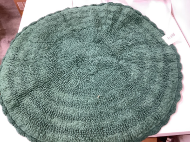 Photo 2 of DII Dark Green Round Crochet Bath Mat