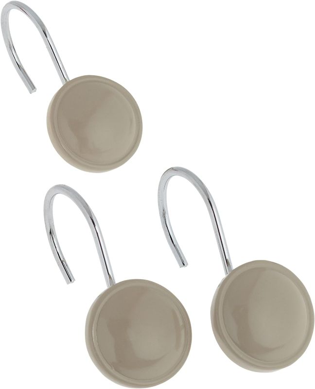 Photo 1 of Carnation Home Fashions Color Rounds Resin Shower Curtain Hooks in Linen, Set of 12,