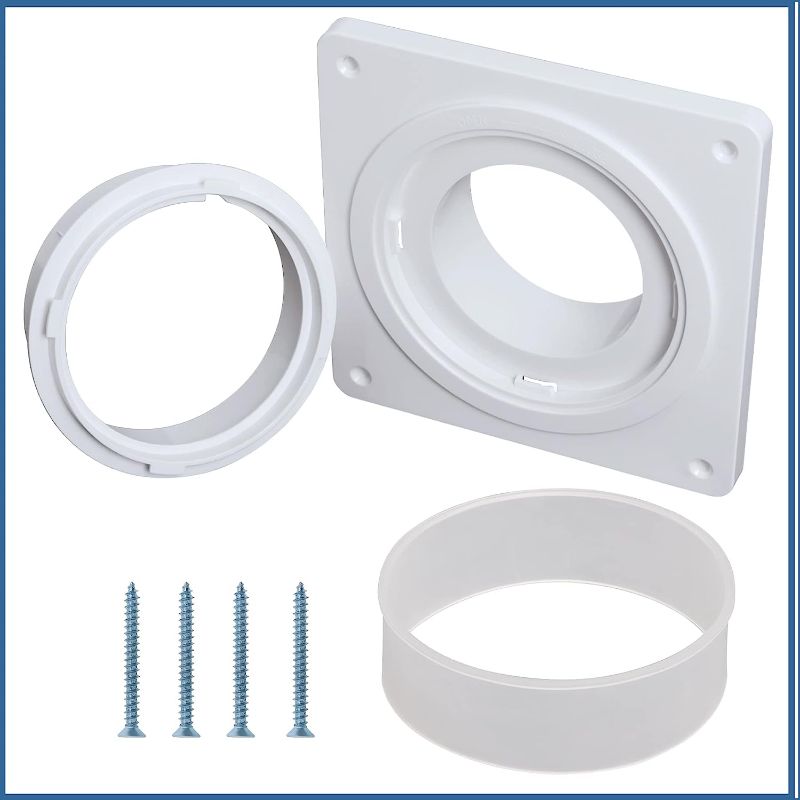 Photo 1 of Dryer Vent Wall Plate Adapter Fits 4"Dryer Vent Duct Tubes, Snap to Vent Wall Plate Connector Adapter Kit, Easy Quick Connect Dryer Hose System for Dryer Washer Bathroom