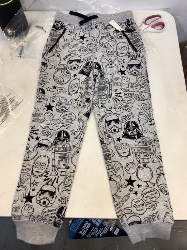 Photo 2 of Amazon Essentials Disney | Marvel | Star Wars Boys and Toddlers' Zip-Pocket Fleece Jogger Pants Medium Grey Star Wars Doodle