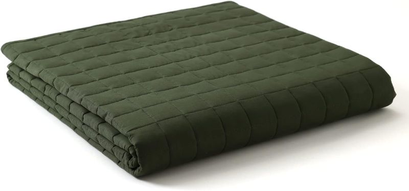 Photo 1 of YnM Weighted Blanket, Soothing Cotton, Smallest Compartments with Glass Beads, Bed Blanket for One Person of 60lbs, Ideal for Twin Bed (41x60 Inches, 7 Pounds, Amy Green)