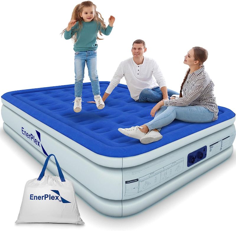 Photo 1 of EnerPlex Air Mattress with Built-in Pump - Double Height Inflatable Mattress for Camping, Home & Portable Travel - Durable Blow Up Bed with Dual Pump - Easy to Inflate/Quick Set UP