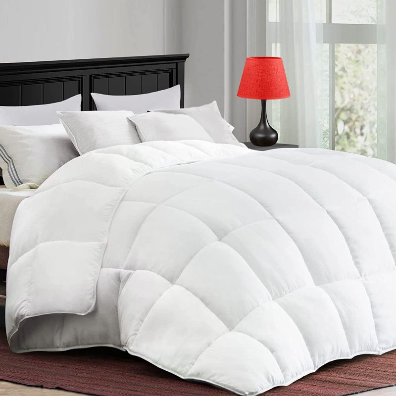 Photo 1 of COONP All Season California King Comforter Cooling Down Alternative Quilted Duvet Insert with Corner Tabs, Winter Warm Hotel Comforter, Machine Washable-104 x 96 Inches, White
