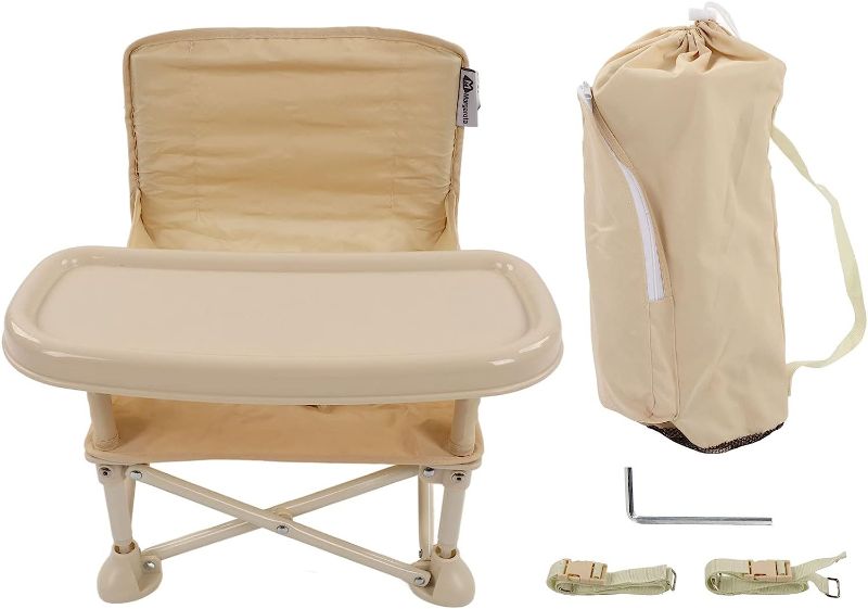 Photo 1 of Infant Training Chair, Portable Baby Picnic Dining Chair Outside Foldable High-Reliability Infant Chair for Nursling Trottie (Standard Beige) Baby Safety Protection