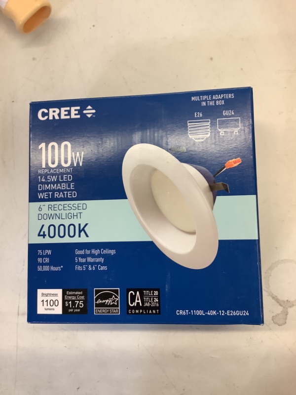 Photo 1 of CREE 100W REPLACEMENT 14.5 LED DIMMABLE WET RATED 6" RECESSED DOWNLIGHT
