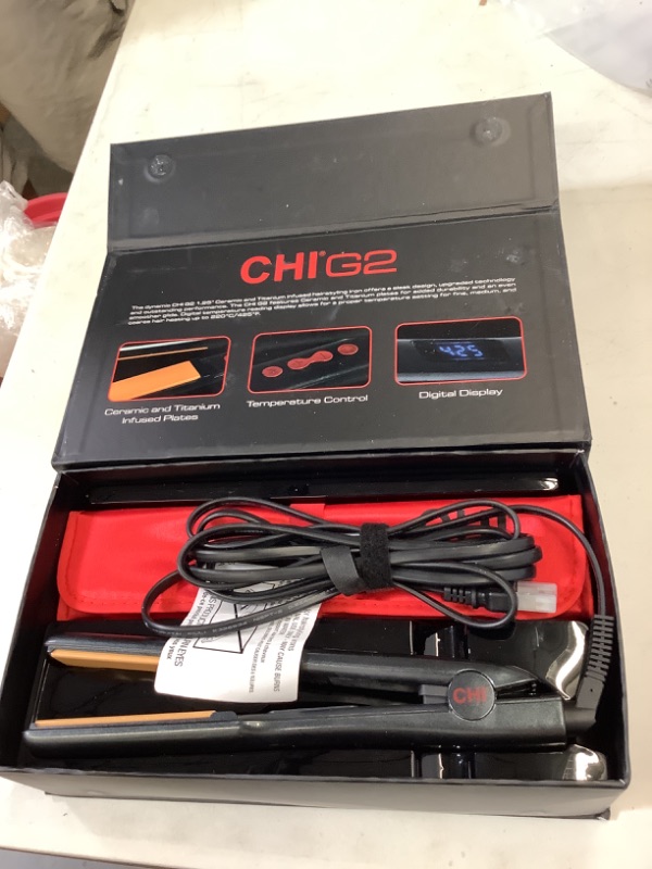 Photo 2 of CHI G2 Professional Hair Straightener Titanium Infused Ceramic Plates Flat Iron | 1 1/4" Ceramic Flat Iron Plates | Color Coded Temperature Ranges up 425°F | For all hair types | Includes Thermal Mat