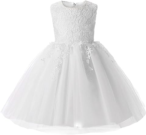 Photo 1 of Girl's Lace Tulle Flower Princess Wedding Dress for Toddler and Baby Girl Size 3T