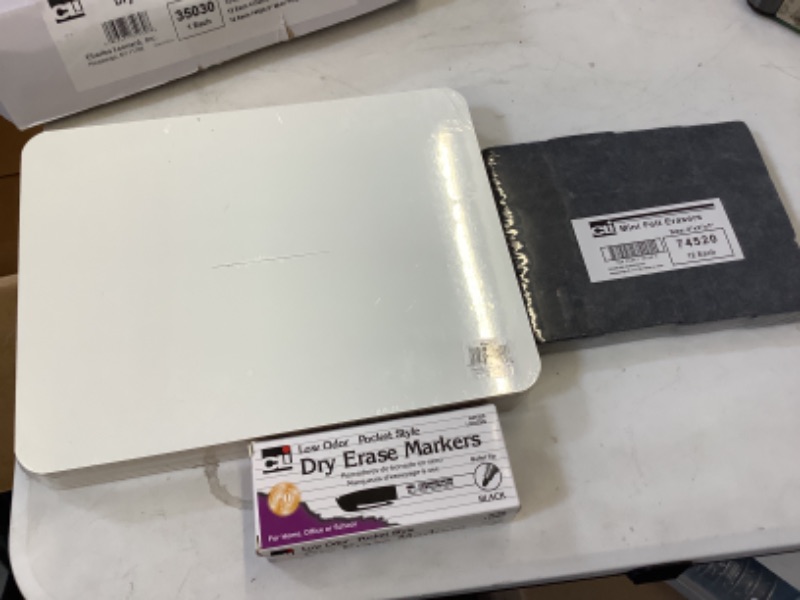 Photo 2 of Charles Leonard Dry Erase Board Class Pack - Includes 12 Plain/Lined 2-Sided Boards, 12 Erasers and 12 Black Markers, in a Re-Useable Box (35030) Plain & Lined 12 Sets 2-Sided