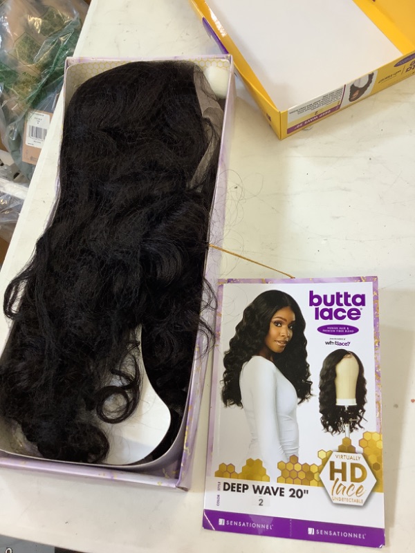 Photo 2 of Sensationnel BUTTA lace wig - extra wide lace front parting space with pre plucked natural illusion hairline lace wig Human hair Blend mixed - DEEP WAVE 20 (2)