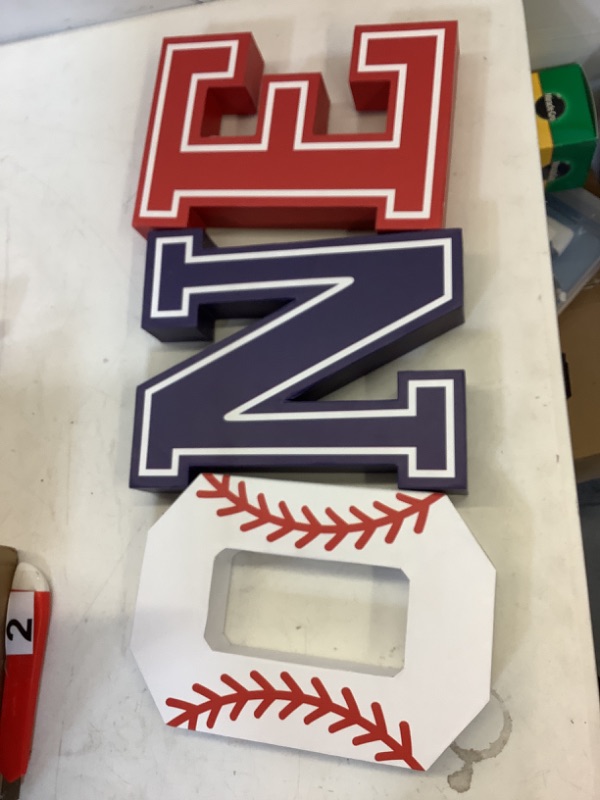 Photo 2 of Baseball Party Decorations ONE Letter Sign Rookie of The Year 1st Birthday My Rookie Year Centerpieces for Baseball Theme Baby Milestone Cake Smash Photo Props Baseball Baby Shower Supplies