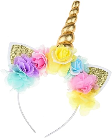 Photo 1 of Daisyu Unicorn Horn Ears Flower Headband Unicorn Horn Headband for Party Or Cosplay