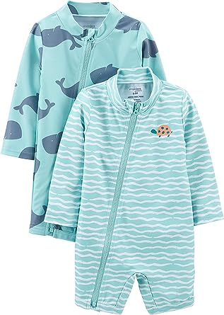 Photo 1 of Simple Joys by Carter's Boy's Baby and Toddler Boys' 2-Piece Swimsuit Trunk and Rashguard Rash Guard Set